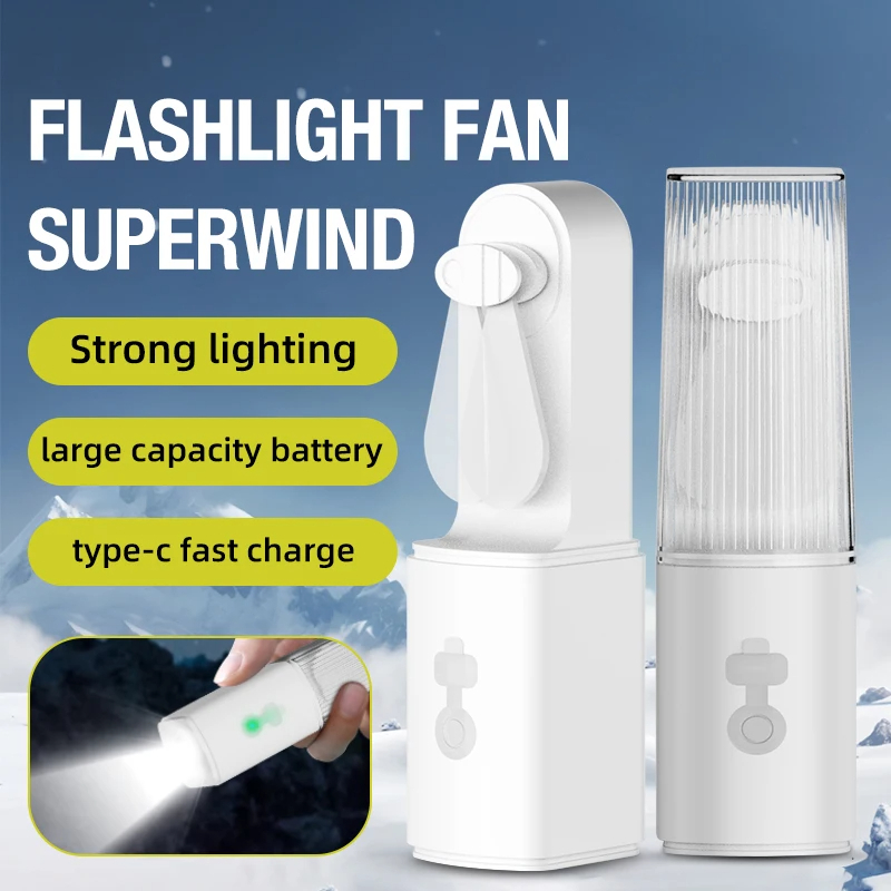 Rechargeable Pocket Fan with Torch – Foldable Wings, Flashlight & Powerful Breeze