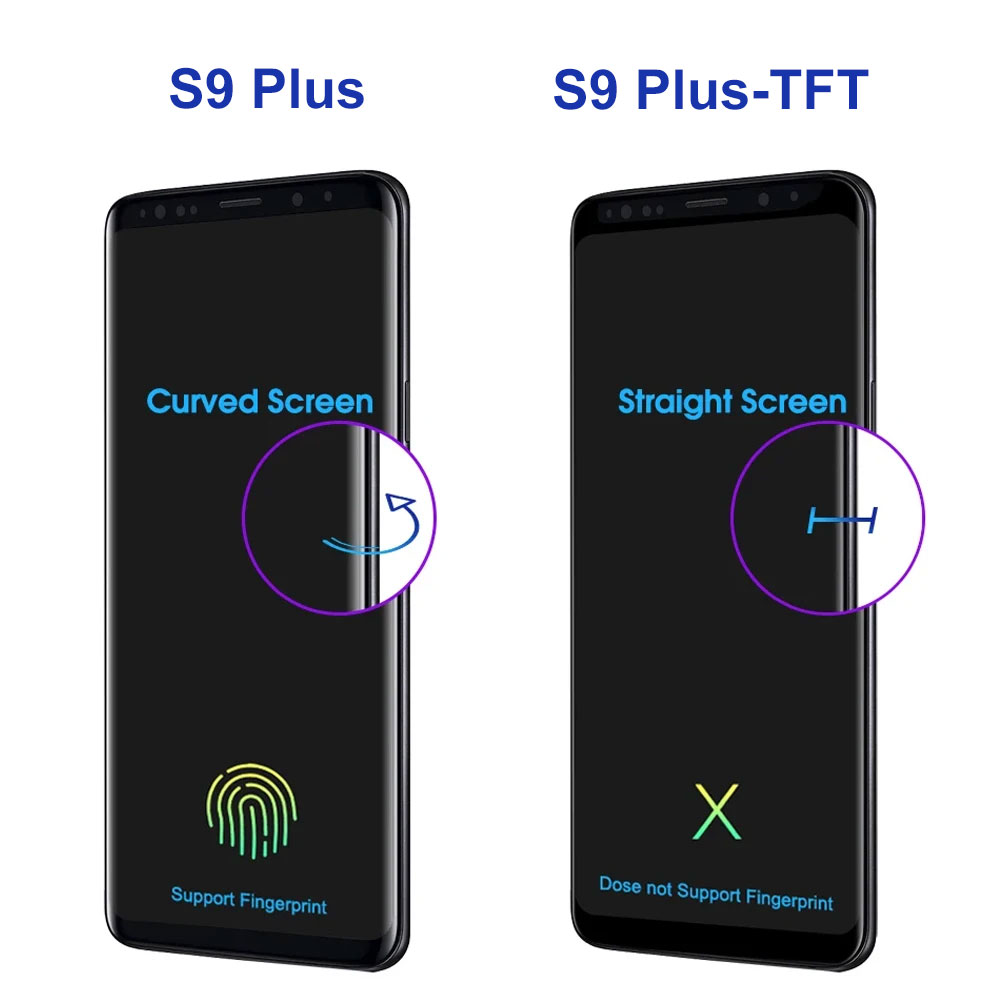 S9 Plus Display Screen Assembly for Samsung Galaxy S9+ G965F G965F/DS Lcd Display Digital Touch Screen with Frame Replacement. 