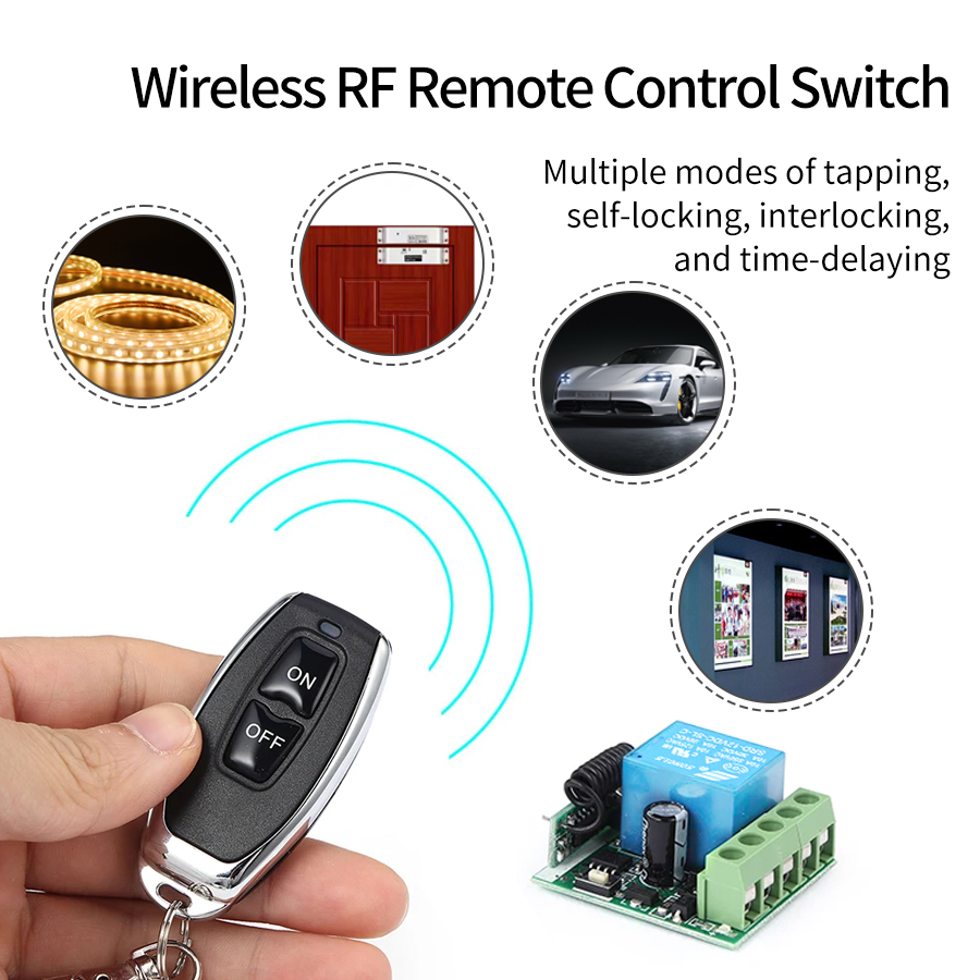 433Mhz DC 12V 1CH Universal Wireless Remote Control Switch 10A Relay Receiver Module RF Transmitter 433Mhz For LED Gate Garage. 