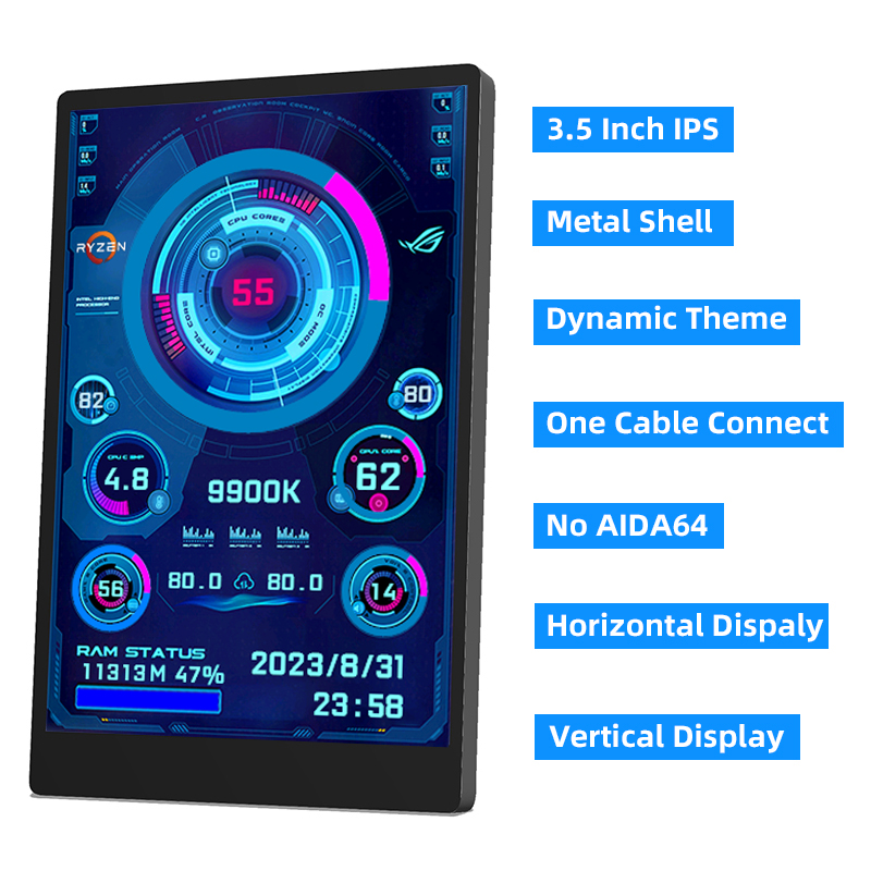 3.5 Inch IPS Type C Secondary Screen for Computer CPU GPU RAM HDD Display 320*480 USB LCD Monitor Freely AIDA64 Windows 10 11. 