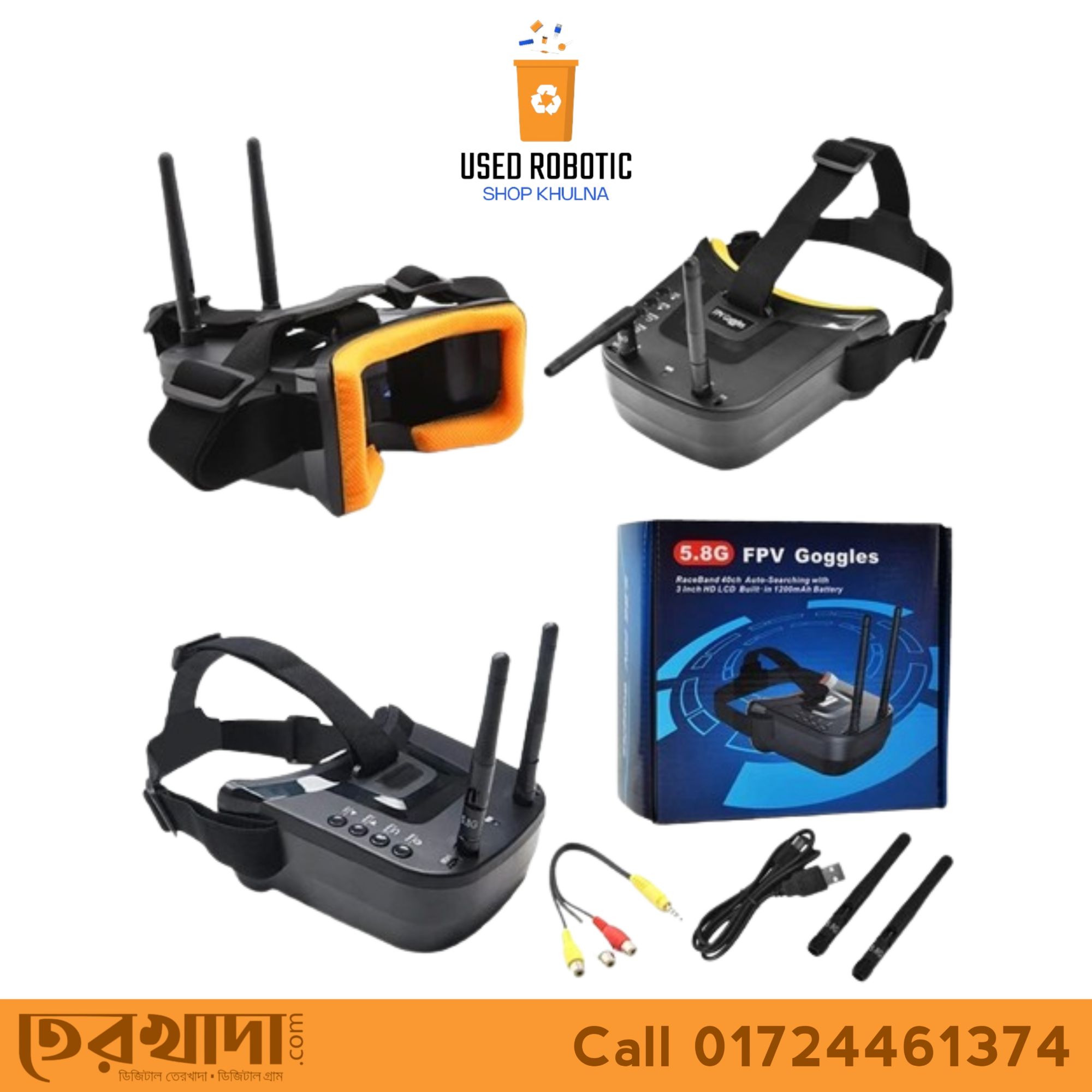 FPV Goggles 5.8G 40CH 3 inch Double Antennas FPV Receiver Goggles for FPV Racing Quadcopter Drones & Accessories (VR009)