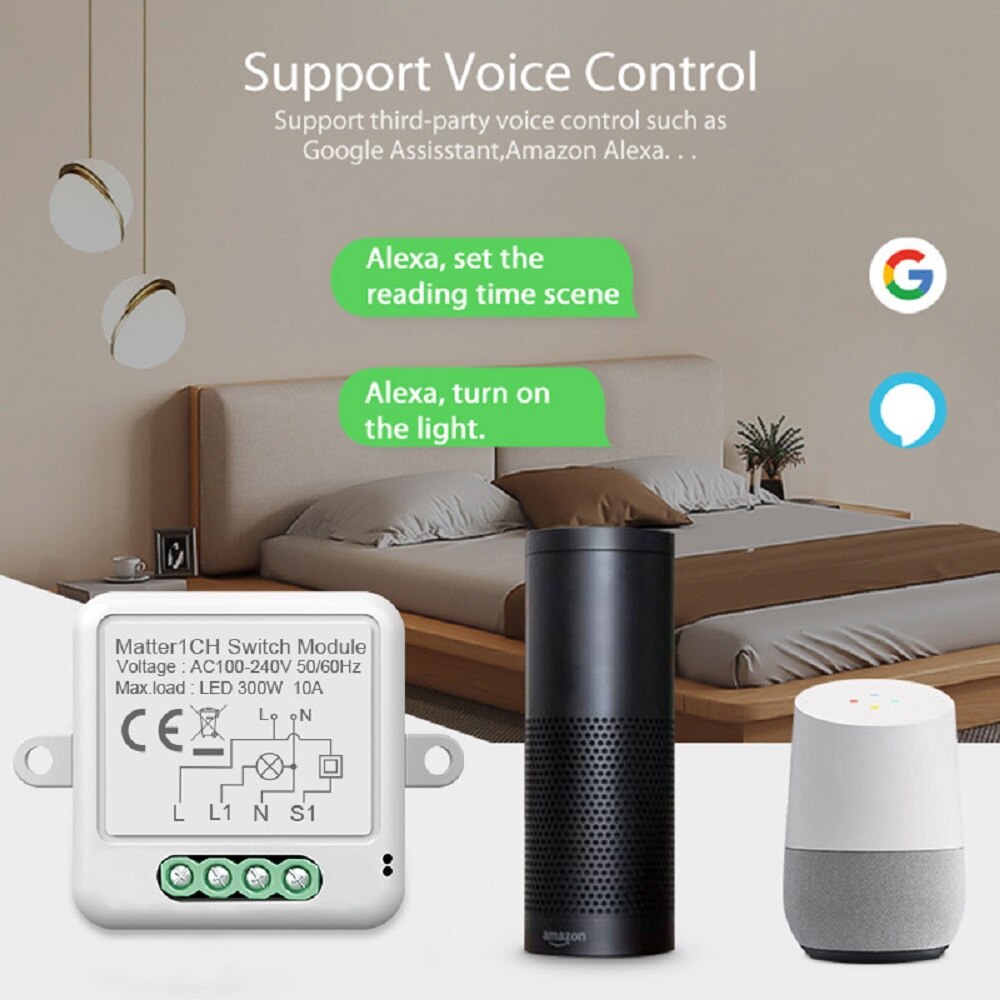 Smart Matter WiFi 1 CH Swtich Module DIY Bulb Circuit Breaker App Remoter Support Homekit Siri Google Home Alexa Voice Assistant. 