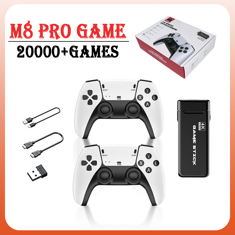 M8 Pro video game console 2.4G high-definition 4K retro game TV stick, two player game children's gift 20000+games suitable for