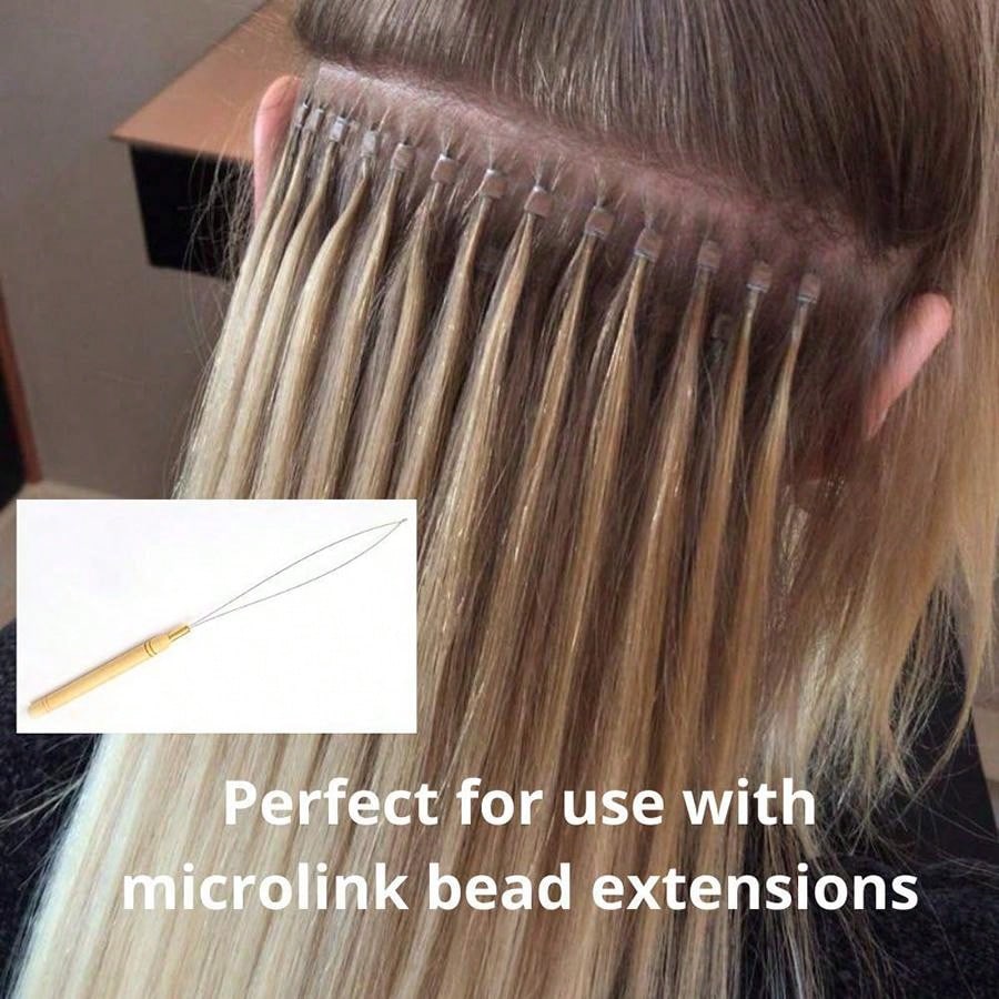 Hair Extensions Tool Kit I-tip Hair Extension Pliers Pulling Hook Bead Device Tool Kits and 100 Pcs 5 mm Micro Links Rings Beads. 