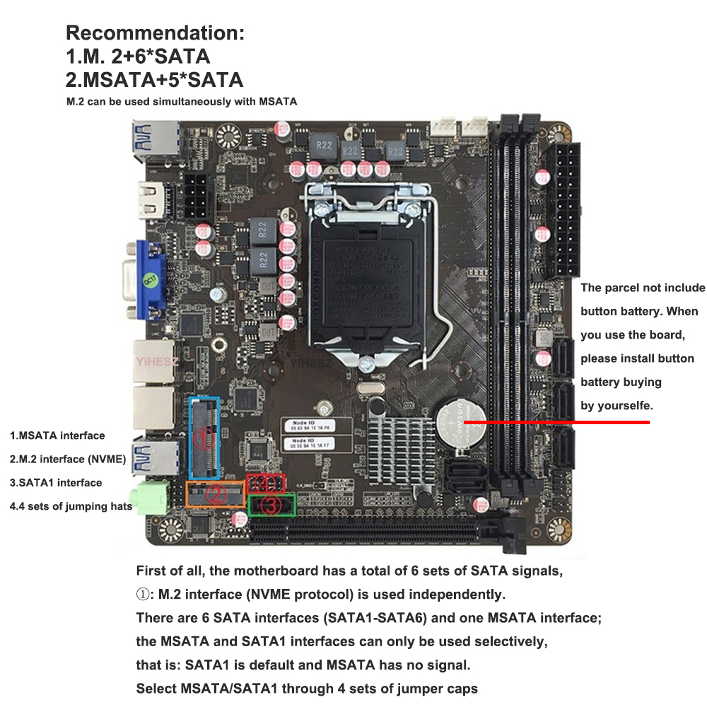 B365 Mini-ITX Motherboard 6 bay NAS Motherboard Dual Gigabit 211AT M.2 Nvme MSATA 6 SATA 3.0 Support Raid i3/i5/i7 6/7/8/9th PCI. 