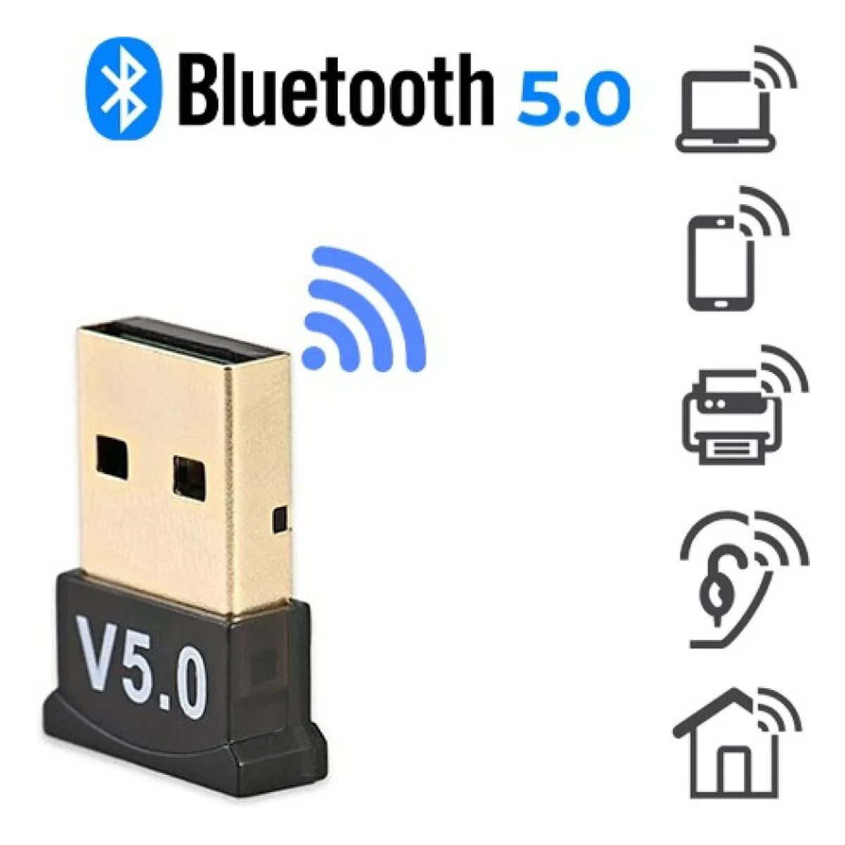 Bluetooth 5.0 Receiver USB Wireless Bluetooth Adapter Audio Dongle Sender for PC Computer Laptop. 