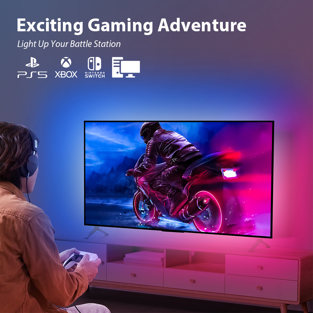 Smart Ambient Sync TV Backlight Sync Screen Color Led Strip Light USB, App Control ,Smart Phone Camera Screen Capute Technology. 