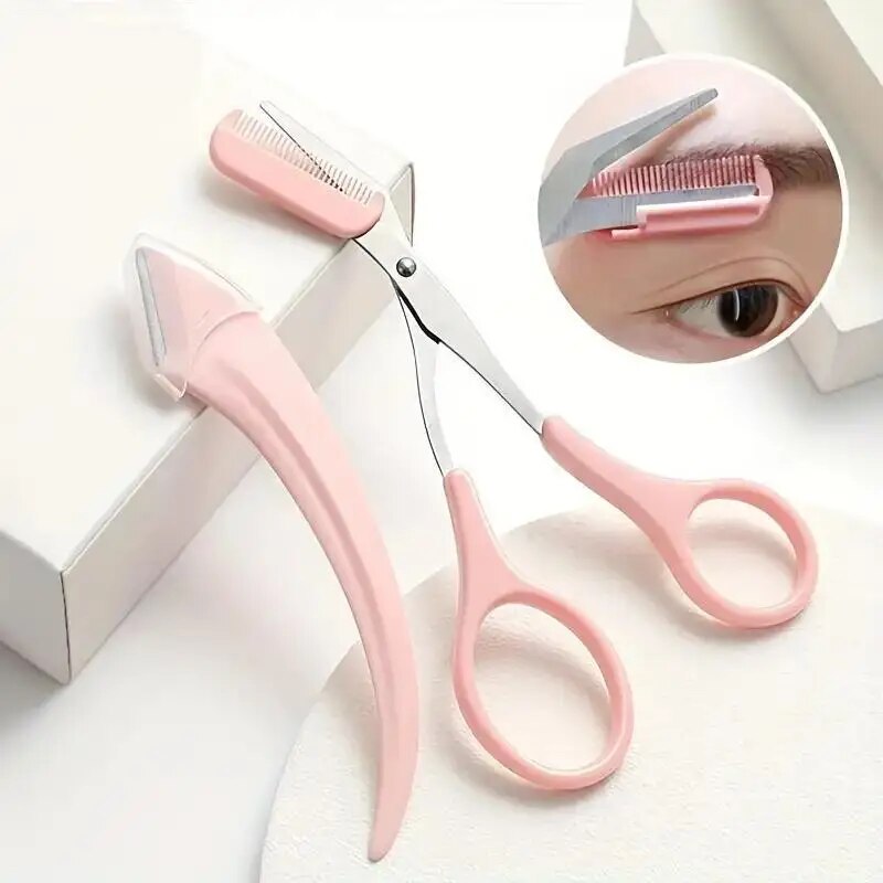 Eyebrow Trimmer Set with Comb Perfect for Men AndWomen Suitable for All Skin Types Curved Razor and Scissors for EasyHair Remova. 