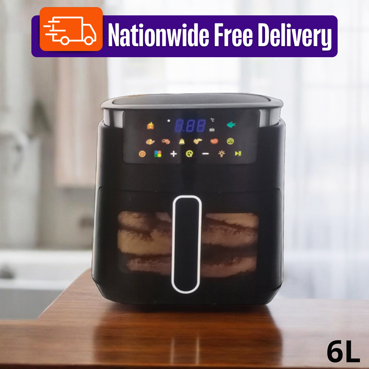 Miyako AF-5012 Auto cut off /resume when reach/ below preset temperature Air Fryer | 6 liter