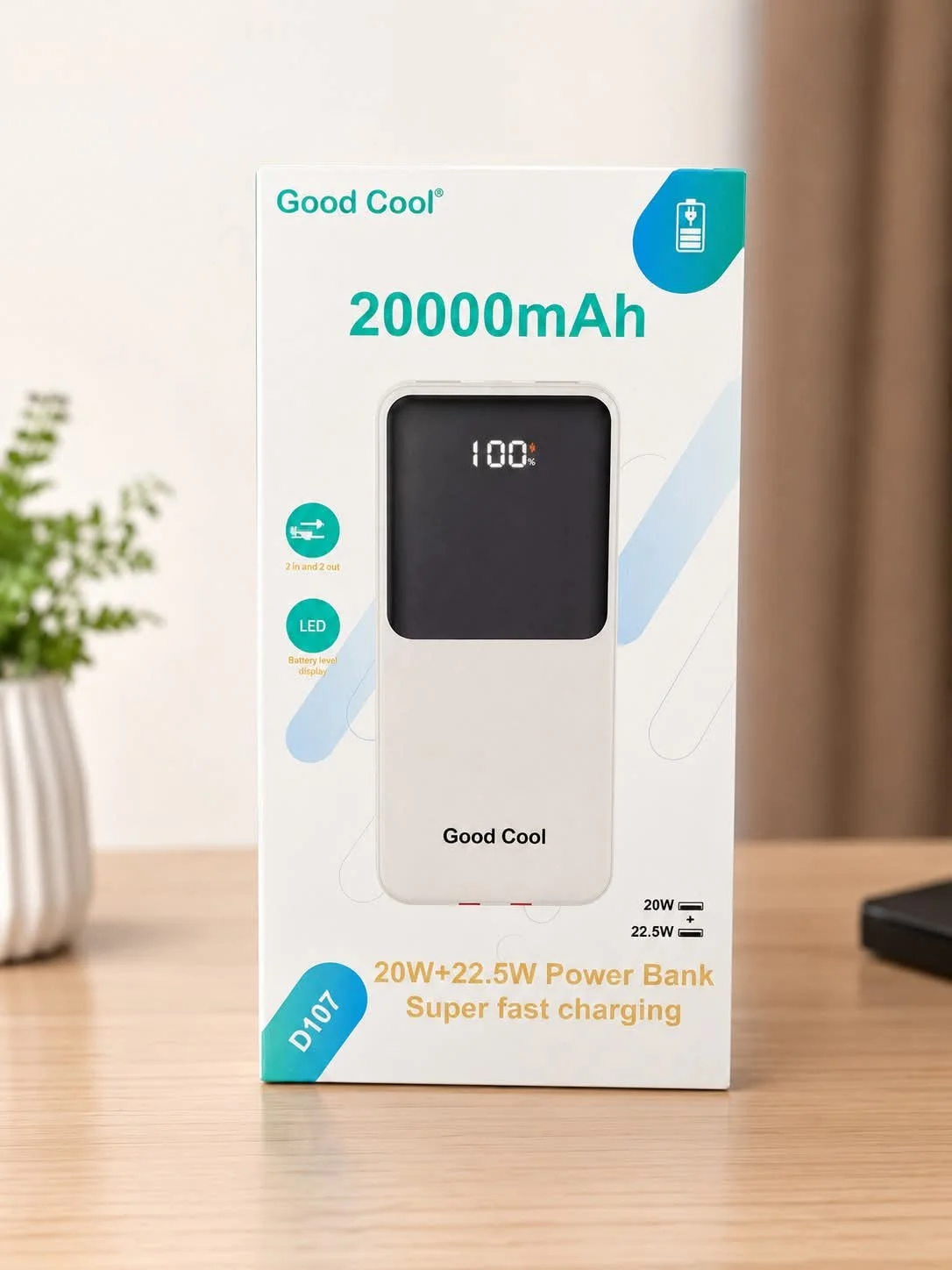 20000mAh Fast Charging Power Bank with Built-in Cable | USB-C Output | Intelligent Charging