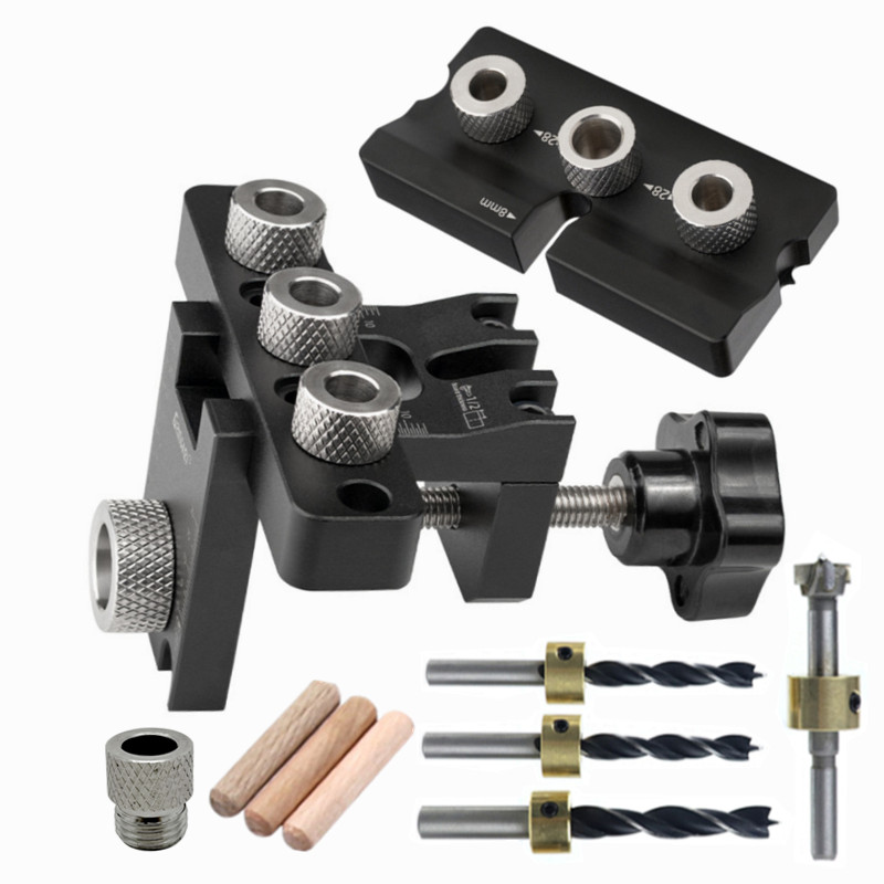 Precision Jig Dowel Cam Jig 3 In 1 Dowelling Jig Master Kit Wood Hole Drilling Guide Woodworking Position for DIY Wood Working. 