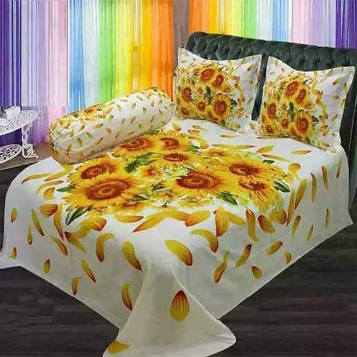 new collection yamin luxury cotton double size twill panel bed sheet size (7.5×8.5)  King size with two pillow cover. 