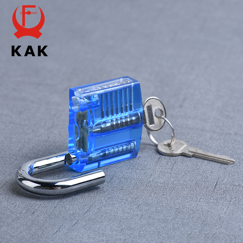 KAK Transparent Practice Padlock with Keys 80x50mm DIY Visible Lock Pick Tools Cutaway Practice Padlock Training Locksmith Tool. 
