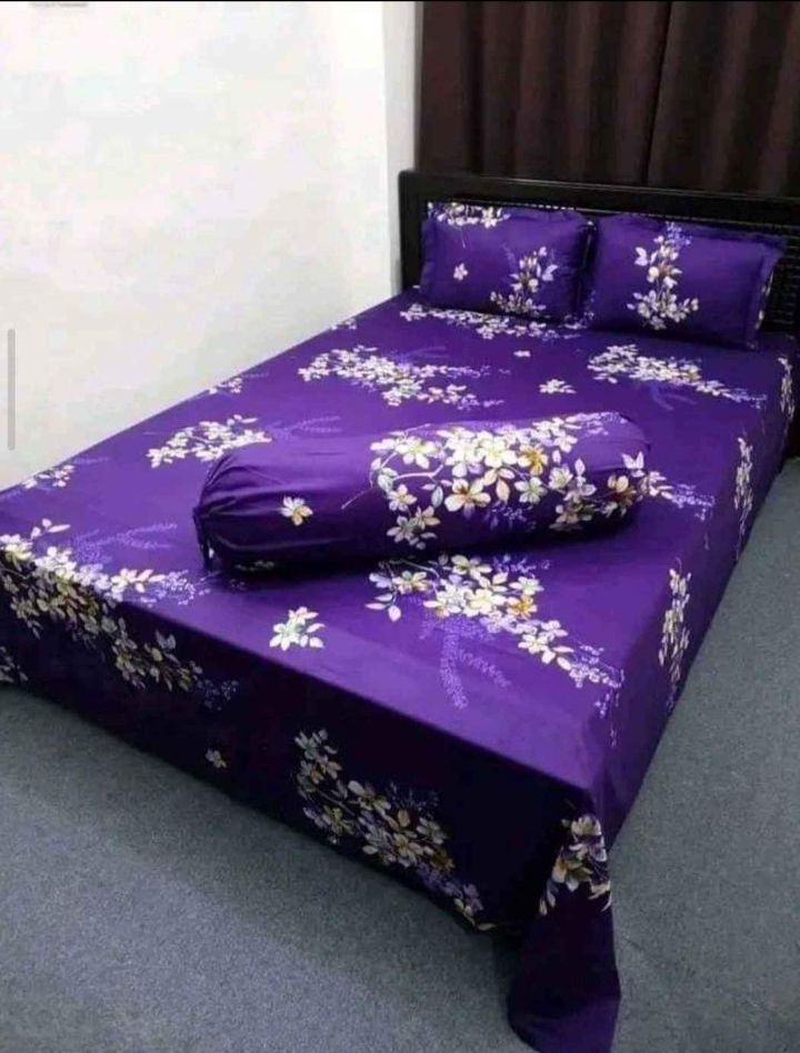 a tuwil panel cotton double size twill panel bed sheet size (7×8) feet King size with two pillow cover