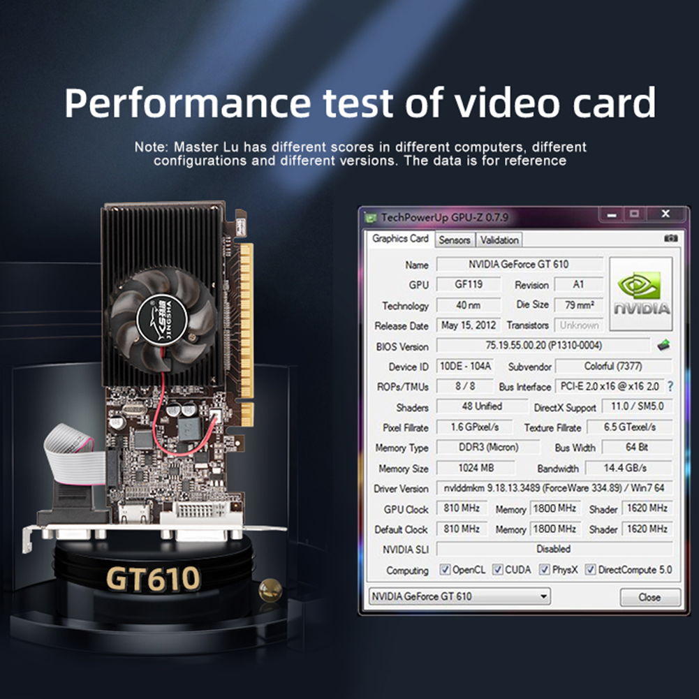 GT610 Video Card 1/2GB PCIE X16 2.0 NVIDIA GeForce GT 610 DDR3 Graphics Card VGA HD DVI 64Bit 1800MHz GT610 GPU Graphics Card. 