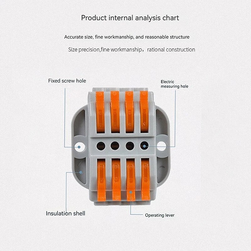 5PCS Quick Wiring Terminal Connector, Press Type Light Fixture Wire Splitter, Parallel Terminals,2/3/4 In 2/3/4 Out. 