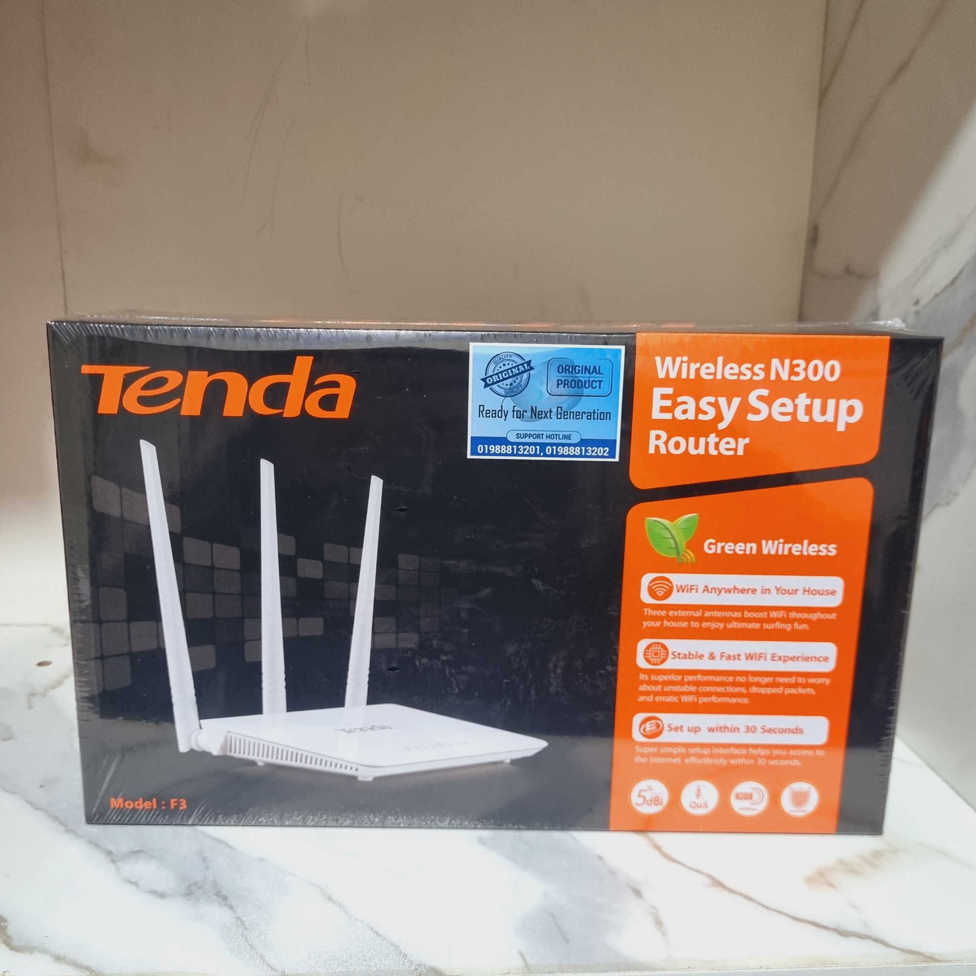 Tenda f3 300mbps 3 Antennas Easy Setup Wireless Router with officials warranty. 