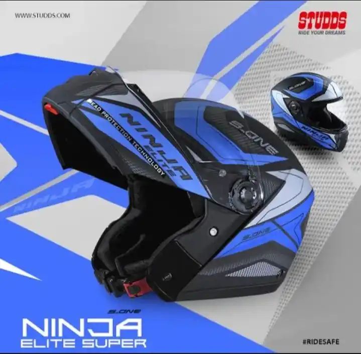 Ninja Black Blue D4 Full Face Bick Helmet