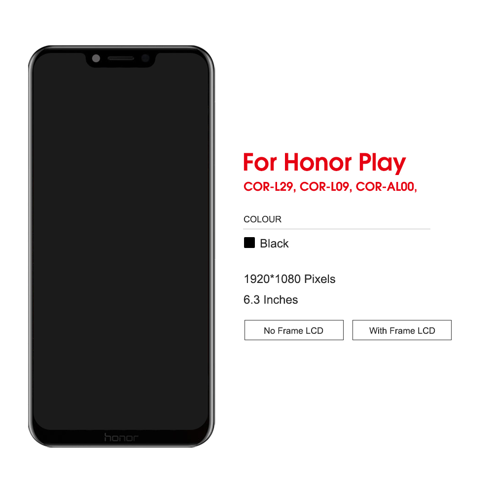 High Quality For Honor Play LCD Display Screen Touch Panel Digitizer COR-L29 COR-AL00 With Frame For honor play lcd. 