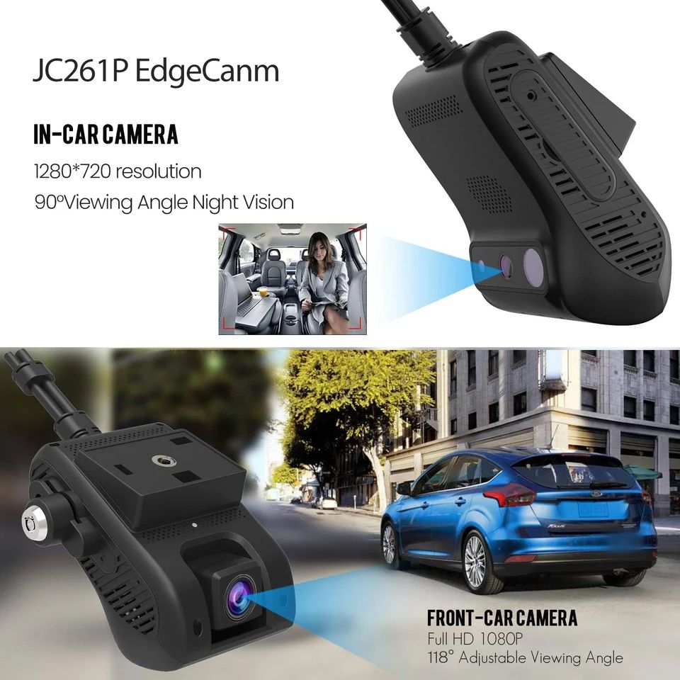 Jimi JC261P 4G Car Camera With ADAS Live Stream HD Dual Cameras  Wifi Hotspot Multiple Alarms DVR Dash Cam Free APP. 