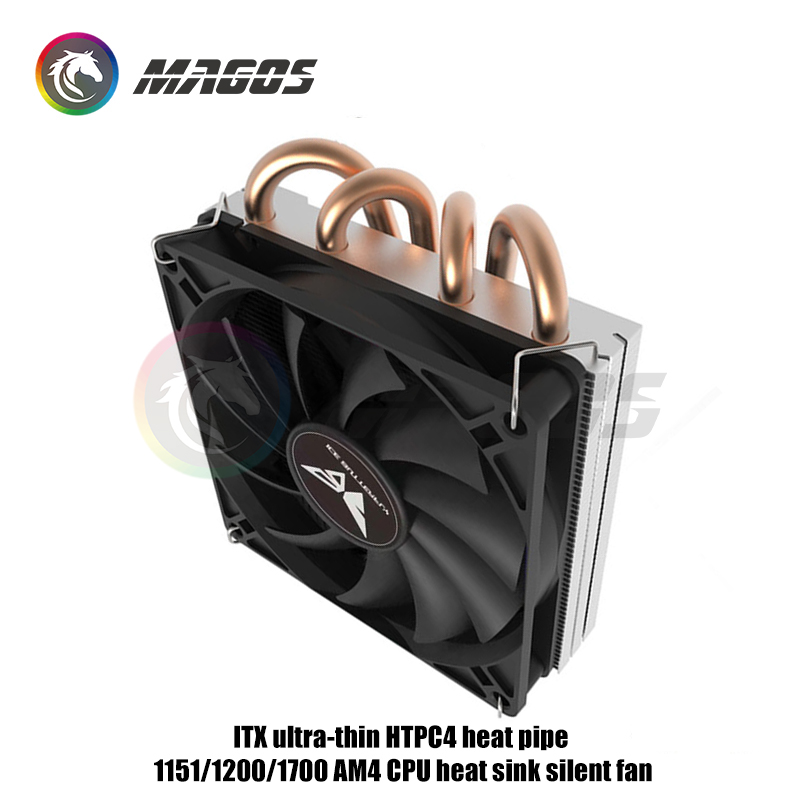 Mini ITX Case CPU Air Cooler Ultra-thin H39mm 4 Copper Heatpipes CPU Radiator 4Pin PWM For AMD AM4/ Intel 115X 1700 Platforms. 