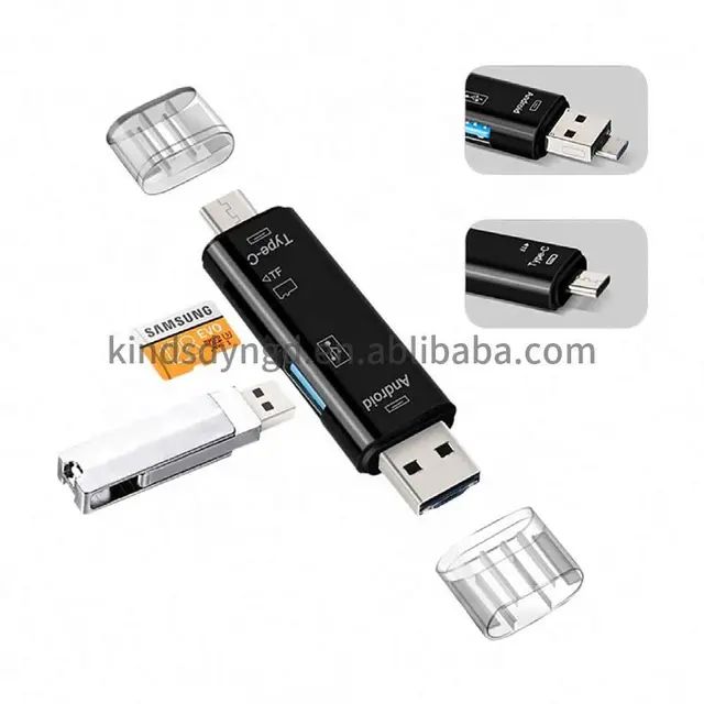 5 in 1 Multifunction Converter OTG Usb 2.0 Type C/Usb /Micro Usb/Tf/SD Memory Card Reader OTG Card Reader Adapter Mobile Phone Accessories. 