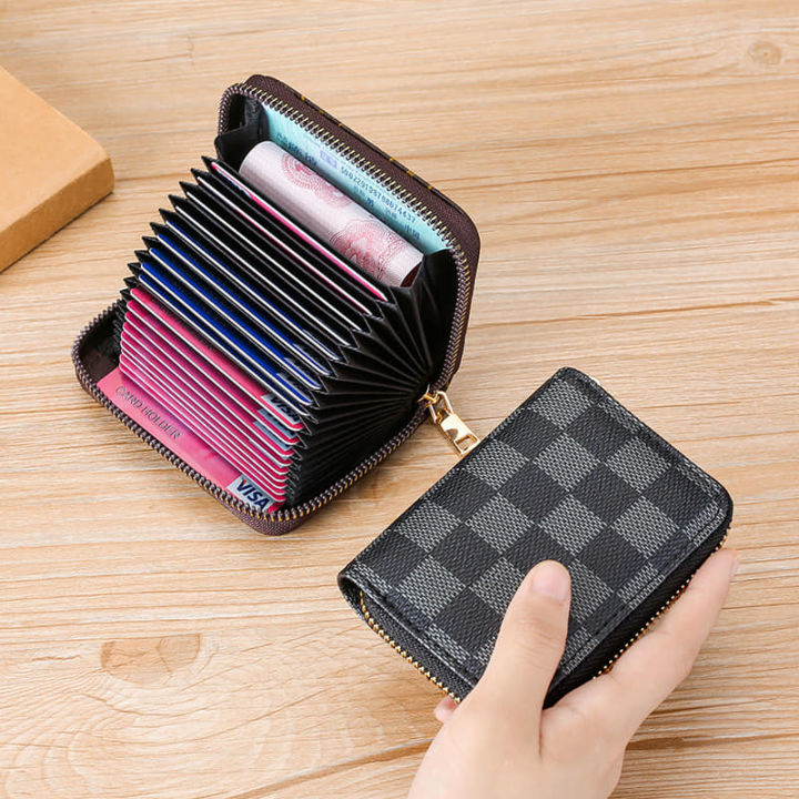 Brajin 11 Slot PU Leather Credit Debit Card Holder Wallet Money Zipper Coin Purse for Men & Women - (11 x 8 x 2.5 cm) (Black). 