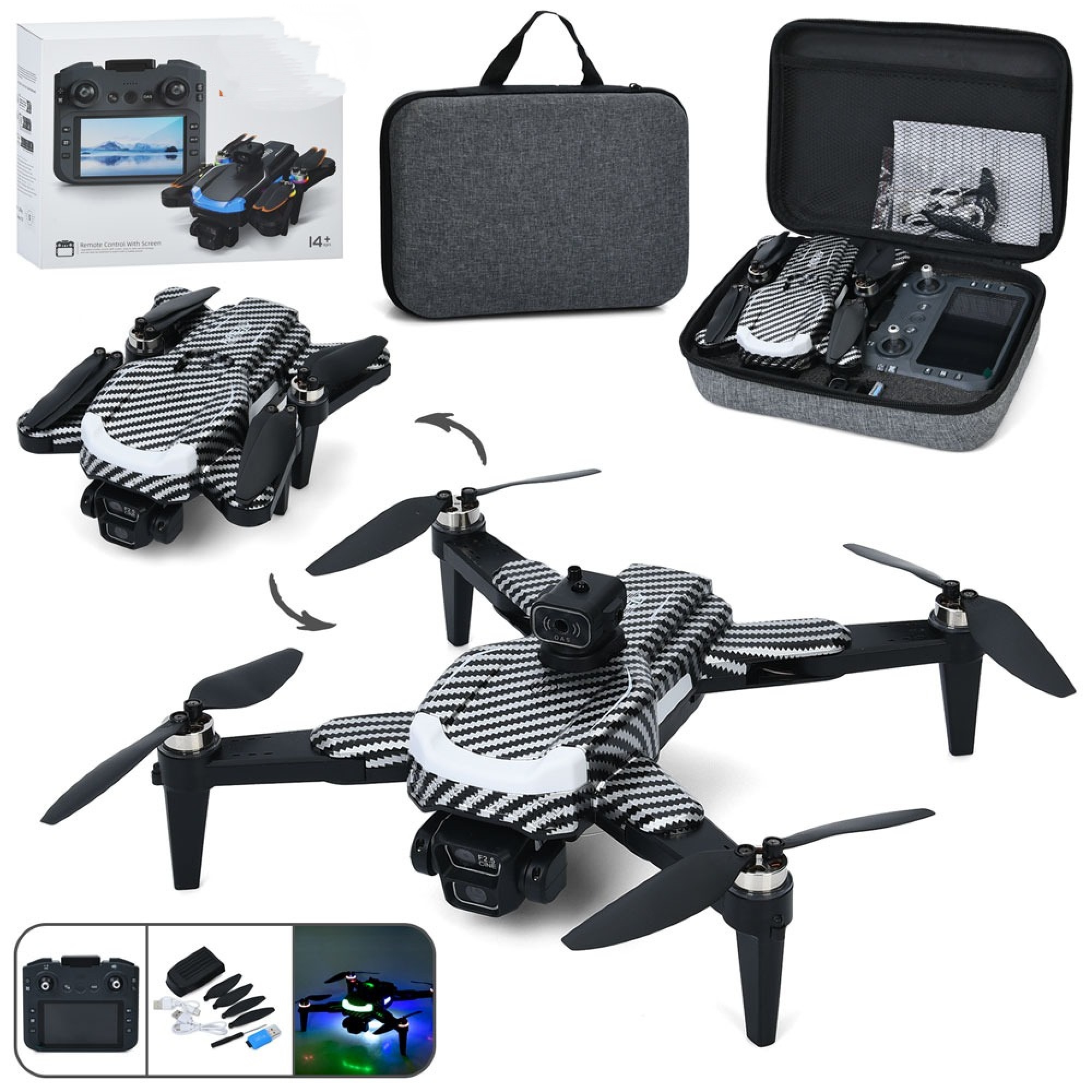 Drone with Obstacle Avoidance Sensor and Camera Optical Flow Positioning System Folding Drones for Aerial Photography. 