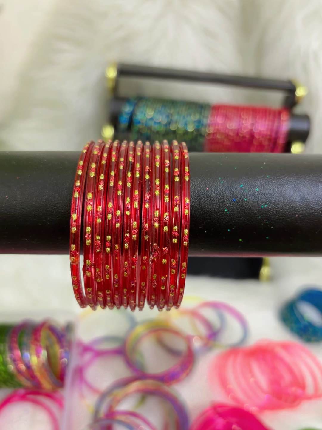 Girl's stylish multicolor glitter glass Bangles churi | Daraz.com.bd