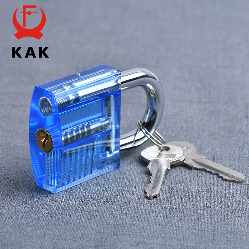 KAK Transparent Practice Padlock with Keys 80x50mm DIY Visible Lock Pick Tools Cutaway Practice Padlock Training Locksmith Tool. 