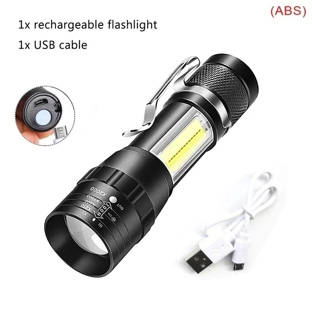 Powerful White Laser LED Flashlight Built-in Battery USB Rechargeable Zoom Torch With Power Display Outdoor Tactical Flashlights. 