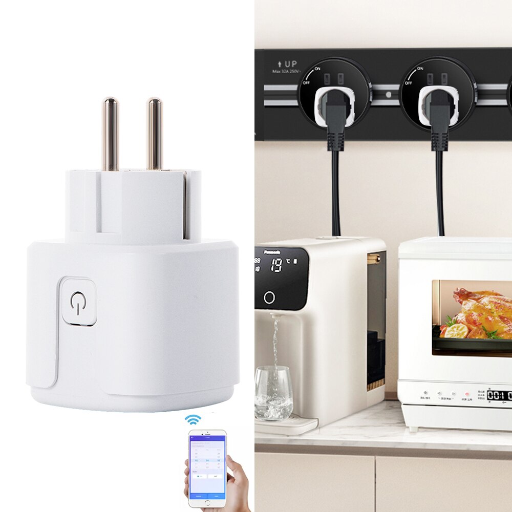 16A EU Smart Wifi Plug Energy Power Meter Monitor Smart Home Wireless Socket For Outlet Works Alexa Google Remote Control. 