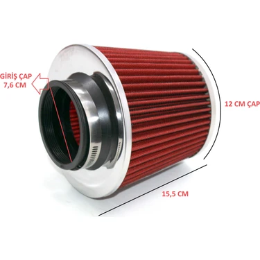 Universal High Performance Red Dry Washable Air Intake Filter