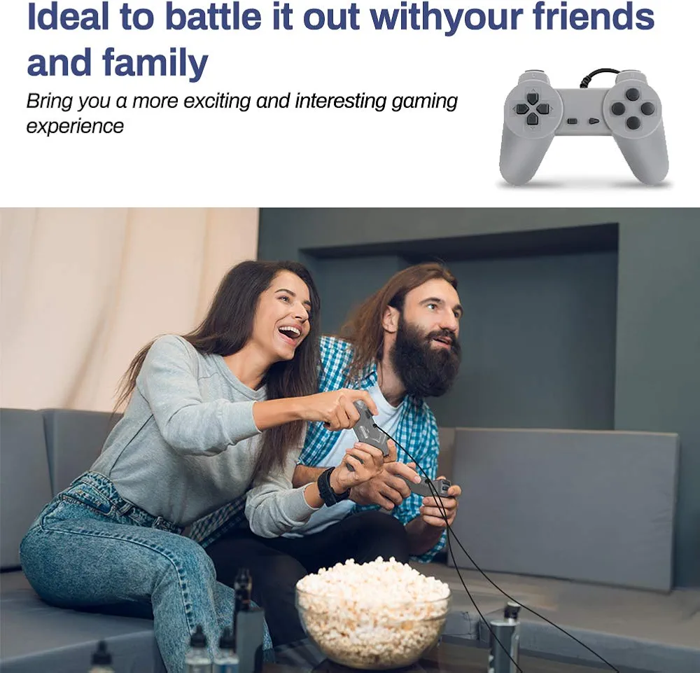 Welltop PlayStation Classic 8-bit PS1 Retro Video Game Console, Mini Video Games Consoles, Built-in 851 Games with 2 Gamepads, Support AV Out Family TV Retro Games Controller, Grey. 