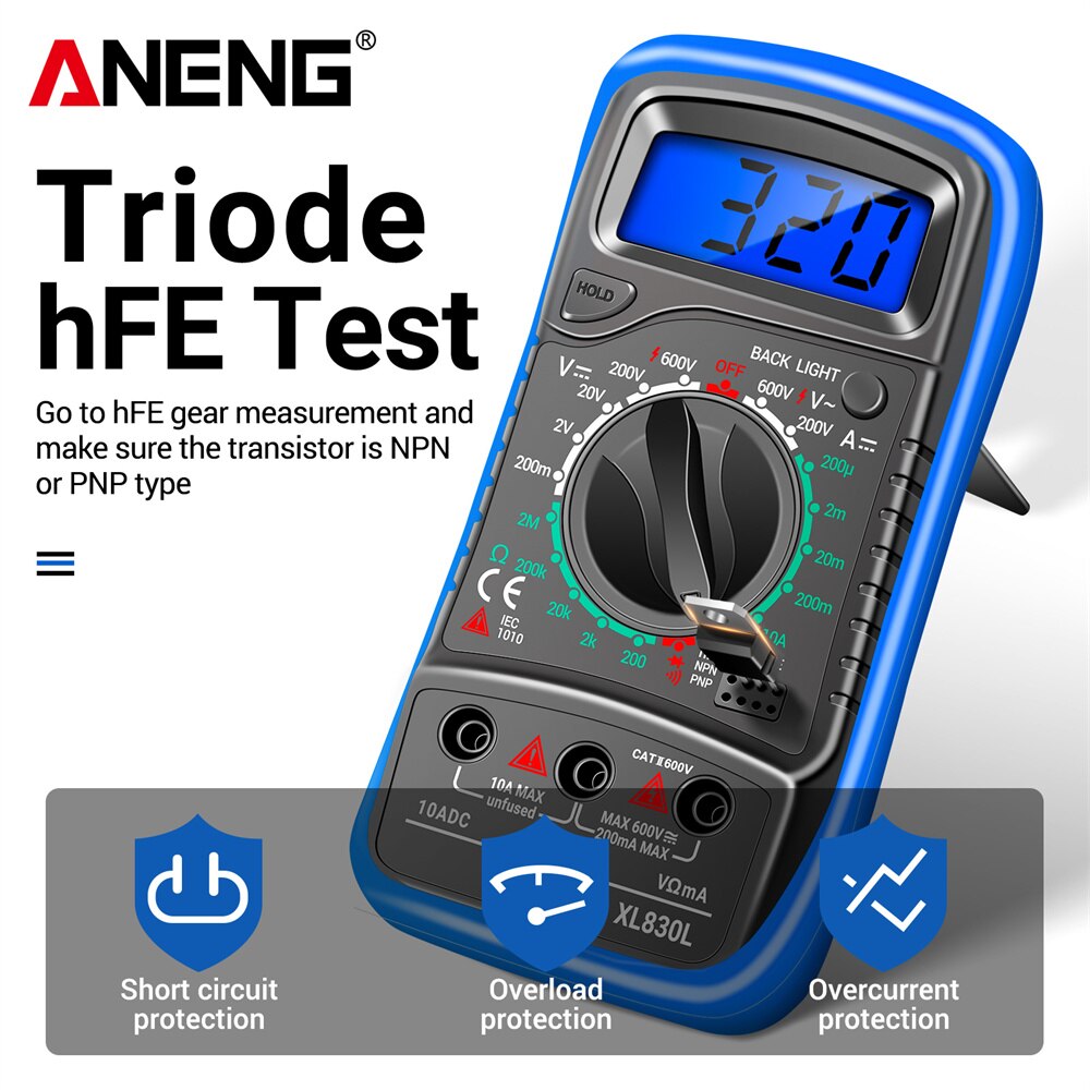 ANENG XL830L Digital Multimeter AC/DC Voltmeter Current Diode Triode Meter Tester Resistance Electronic Test Tools. 