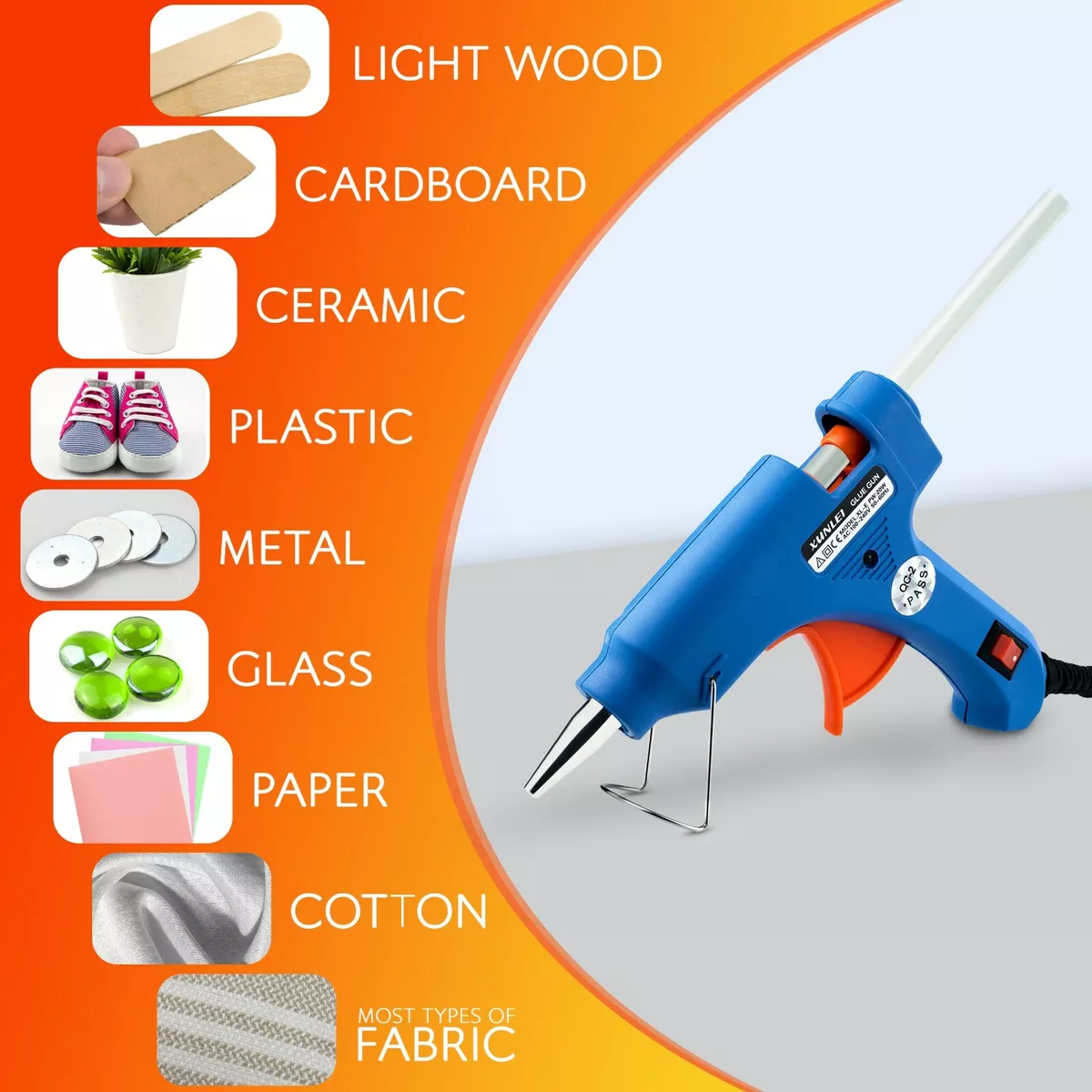 Premium Hot Glue Gun + 5 Free Glue Sticks – Fast Heating, Strong Bonding, Perfect for DIY & Crafts. 
