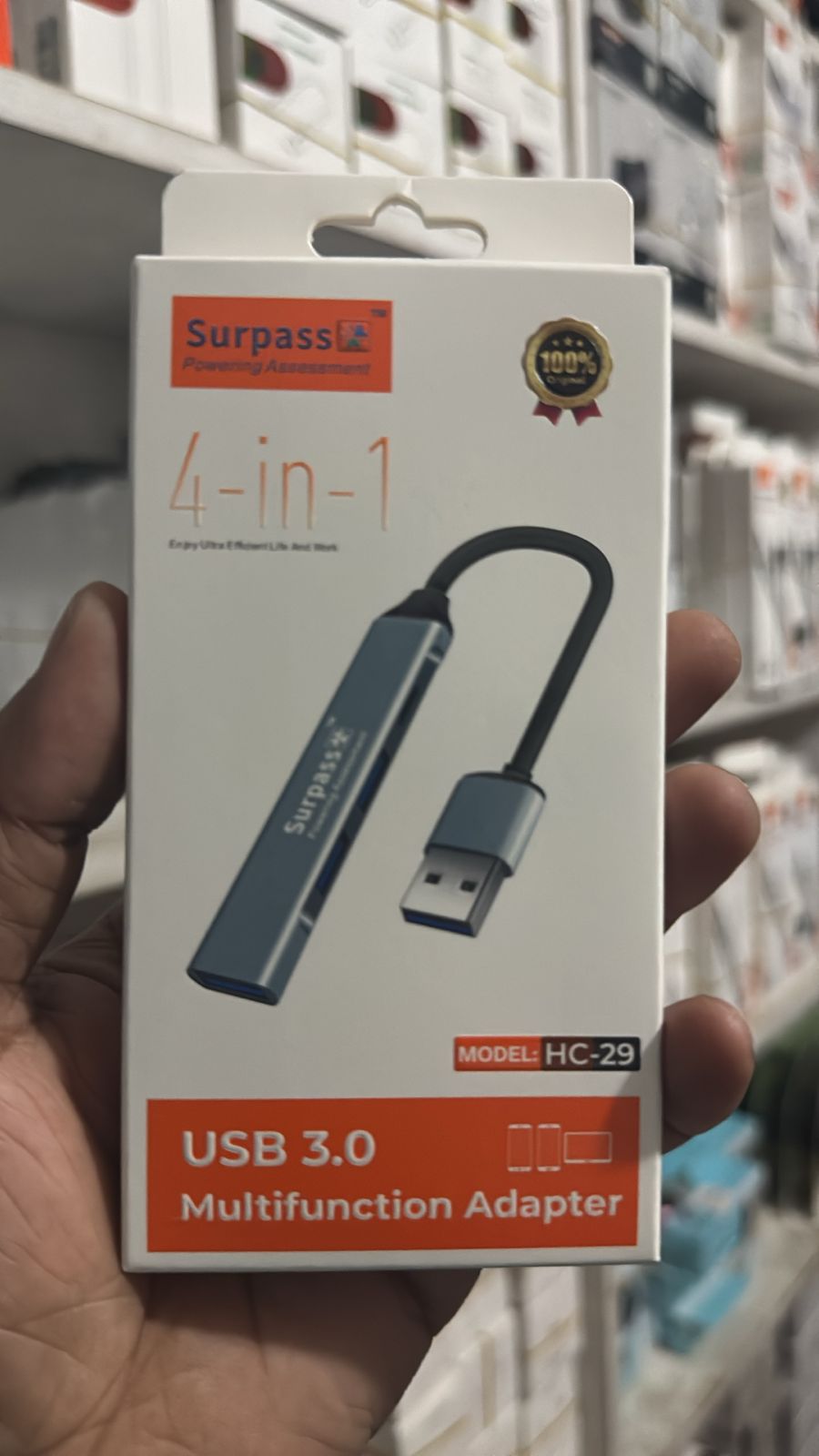 Surpass HC-29 USB Male to  Female Sliver Multi-Interface HUB
