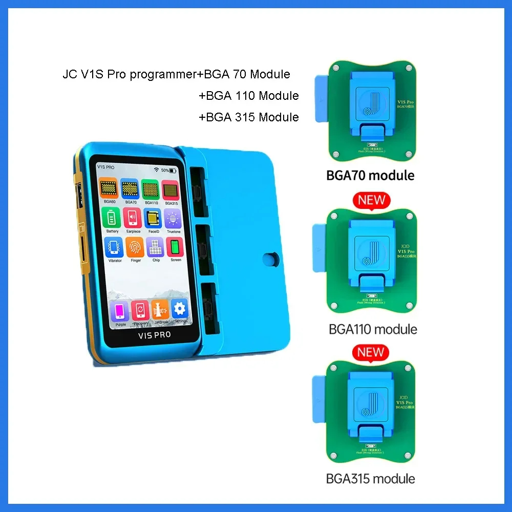 JCID V1S Pro Programmer Compatible with PRO1000S/V1SE BGA70/110/315 Module NAND Read/Write Battery Dot Matrix Projector Repair. 