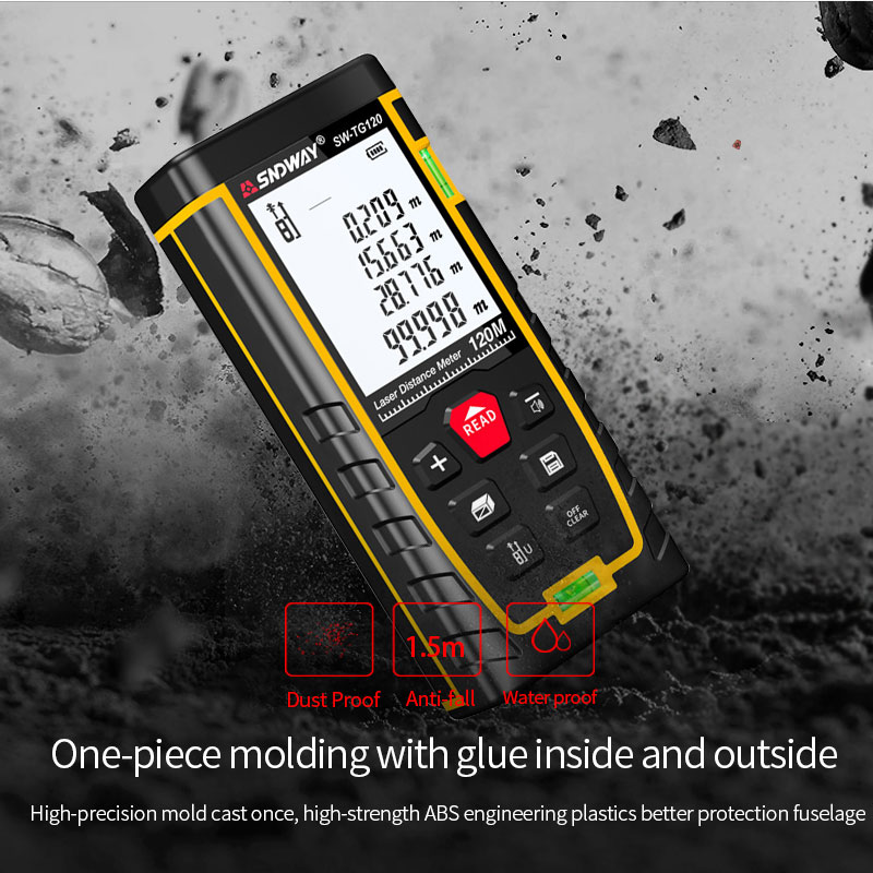 SNDWAY Rangefinder Laser Double Horizontal Bubble Distance Meter Range Battery-Powered Hand Tool Device SW-TG50 70 100 120. 