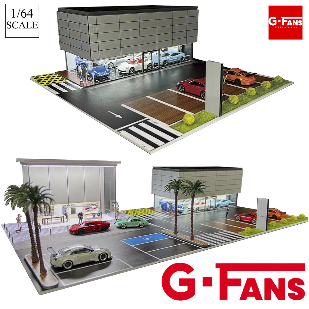 1:64 G FANS Car Garage Diorama Model With LED Lights Parking Lots City DIY Model Sets Can Be Combined with Cities. 