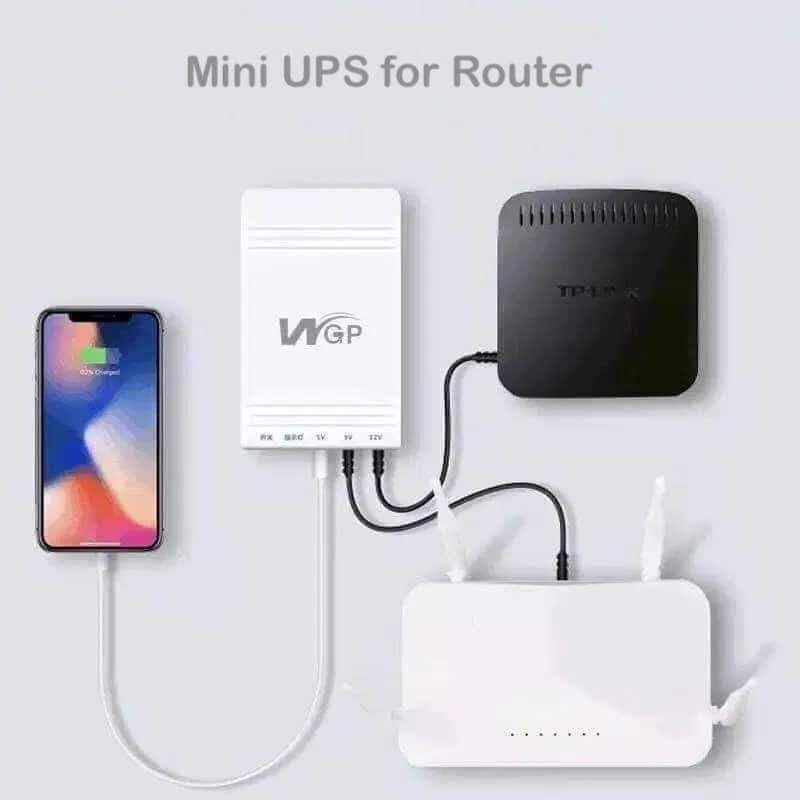 Mini UPS for Wifi Router, Onu, CCTV & Mobile Power bank. 5v, 9v, 12v, 12v Volt. with 12V 2ampr CCD adapter free. 