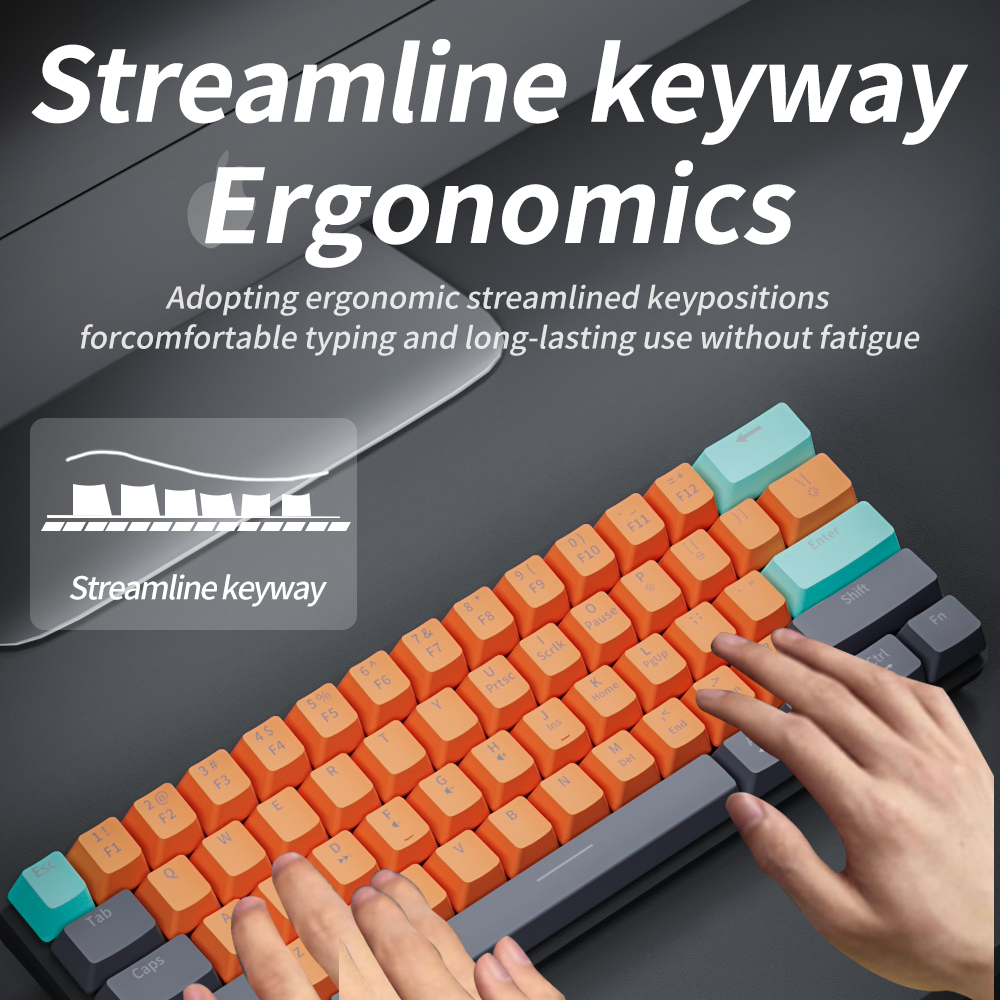 MUCAI MKA610 USB Mini Mechanical Gaming Wired Keyboard Red Switch 61 Key Gamer for Computer PC Laptop Detachable Cable. 