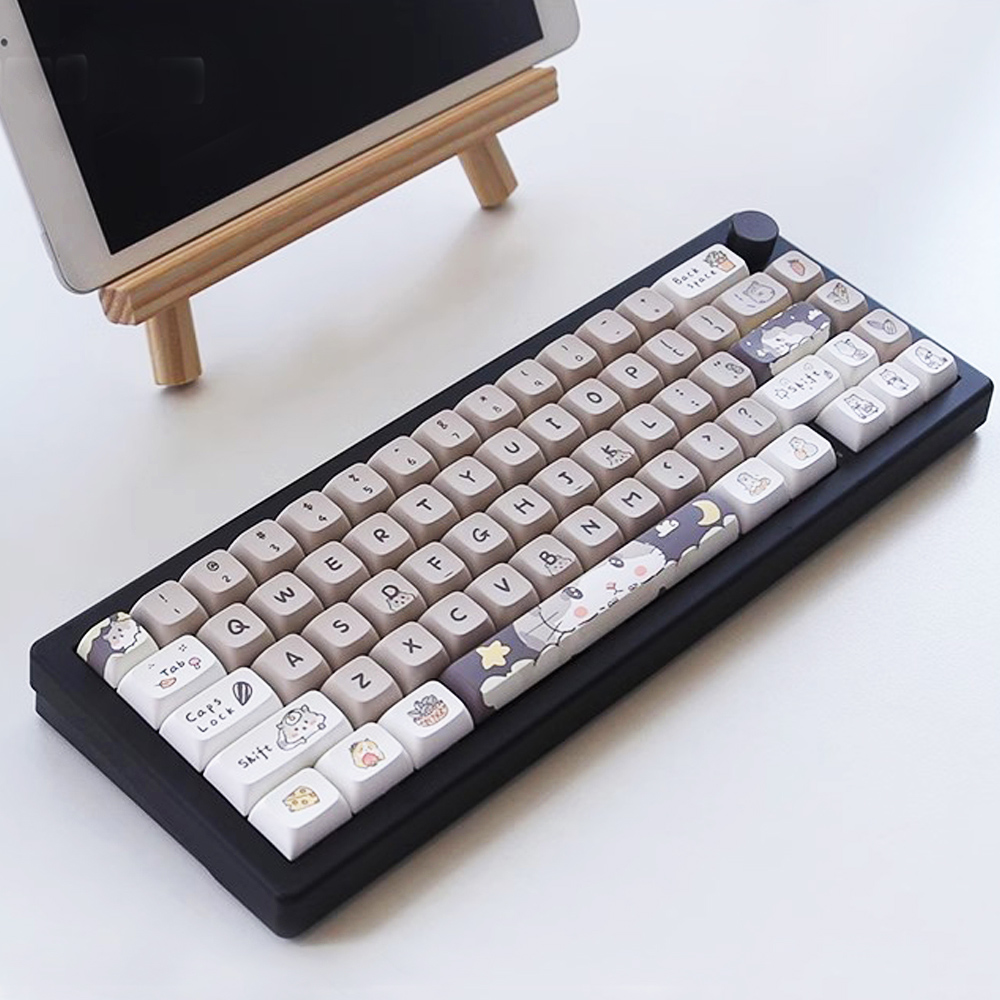 132 keys Cute Mouse Cartoon Theme Keycaps XDA Profile Key caps English for 61/64/68/84/87/96/98/104 Mechanical Keyboard Keycaps. 