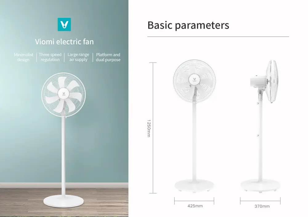 Xiaomi Viomi Electric Stand Fan VXFS12A-J(2 years replacement warranty ). 