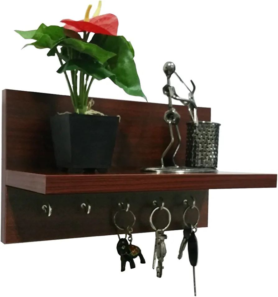  Key Holder for Home, Key Stand for Wall with Wall Decor Shelf, Key Hanger, Key Holder | With 5 Key Hooks. 