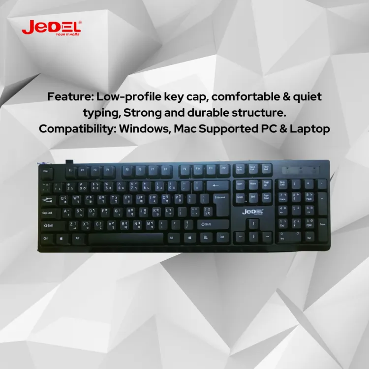 Jedel k29 Comfortable Wired Keyboard With Bangla Ease of Use Minimal Maintenance and Unique Typing Experience For Office Home Laptop Desktop.. 
