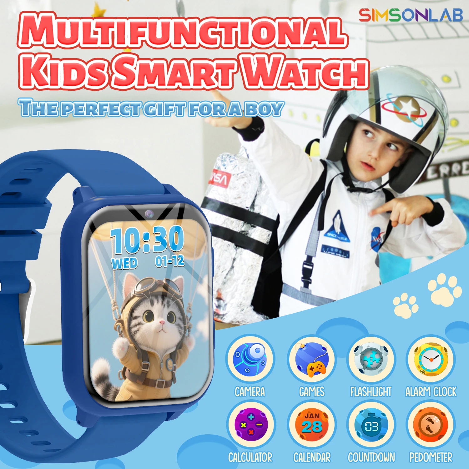 Smart Watch Kids Waterproof Flashlight Camera 18 Games Alarm Reminders Sleep Monitoring Pedometer Children Boy Girl Watch s