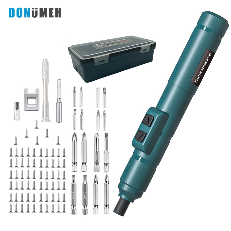 DONUMEH Cordless Electrical Screwdriver Mini Power Tools Rechargeable Multifucntion Drill Kits Set Household Maintenance