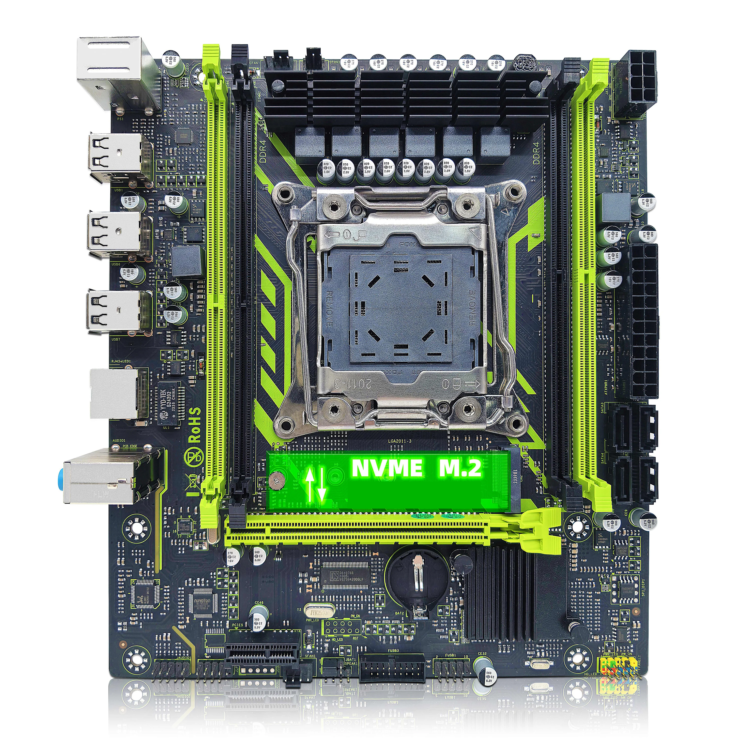 ZSUS X99-8D4 Motherboard Set Kit With Intel LGA2011-3 Xeon E5 2650 V4 CPU DDR4 16GB (1*16GB) 2133MHZ RAM Memory NVME M.2 SATA. 