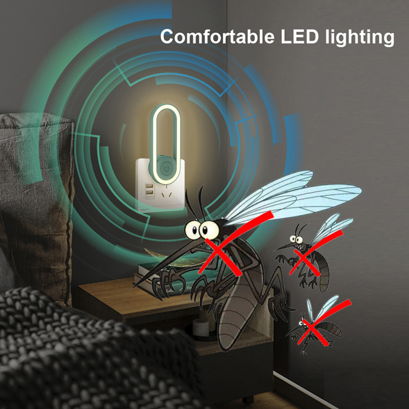 Ultrasonic Mosquito Repellent Frequency Conversion Home Ultrasound Power Saving Night Light Household Lamp Electronic Mosquito. 